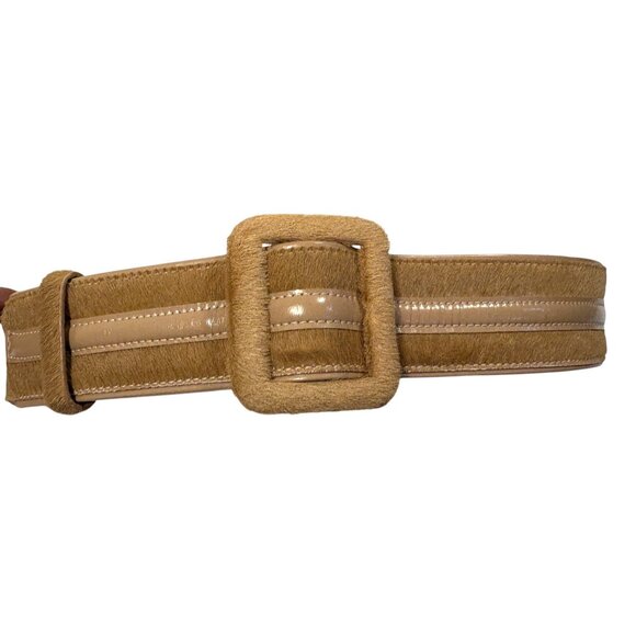 Vintage Oscar de la Renta Pony Hair Leather Belt in Camel main image 6